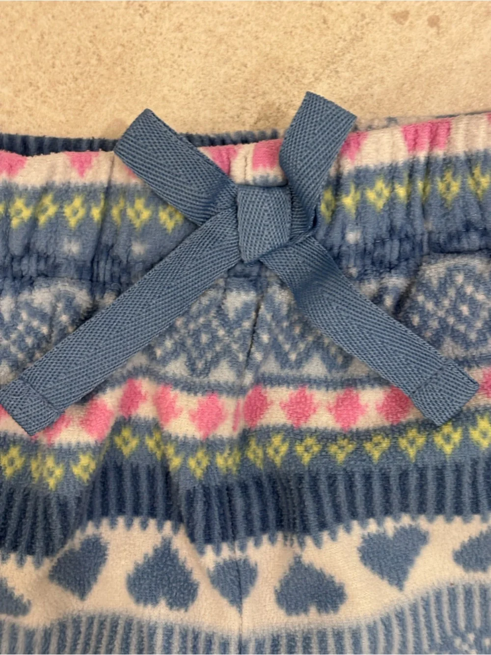 Old Navy Girls Blue, Pink & White Patterned Fleece PJ Bottoms
